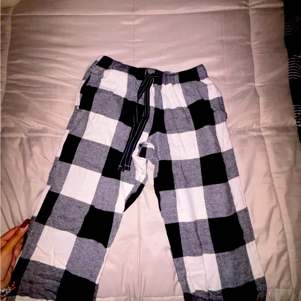 plaid black and white pajama pants